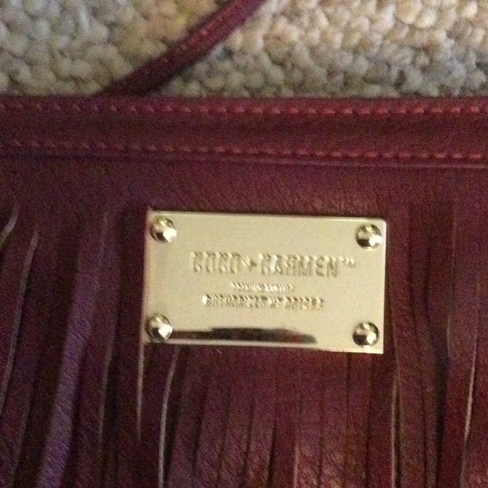 4/$15 Coco+Carmen Burgundy Fringe Crossbody Bag - Picture 2 of 4